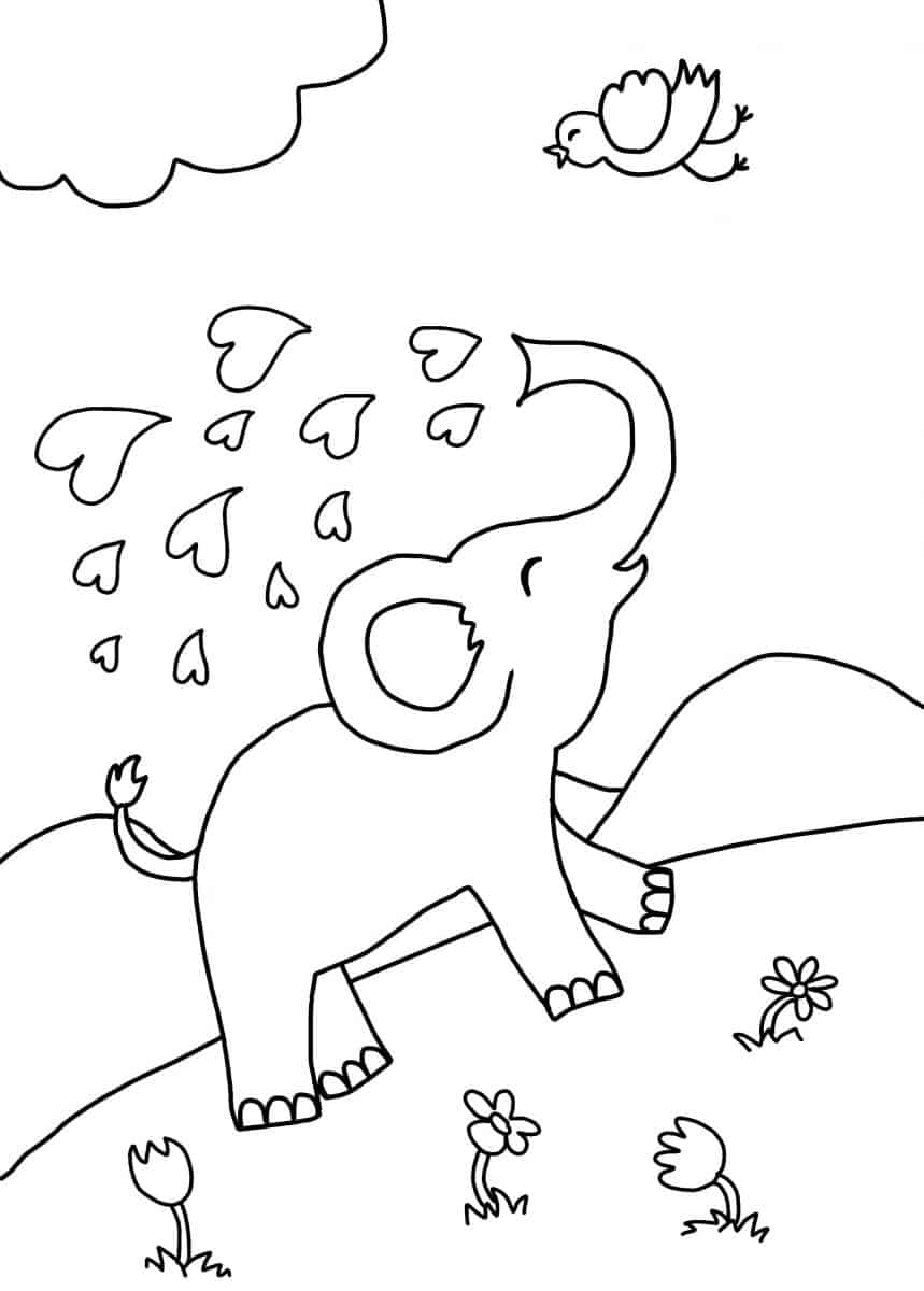 valentine elephant coloring pages - photo #9