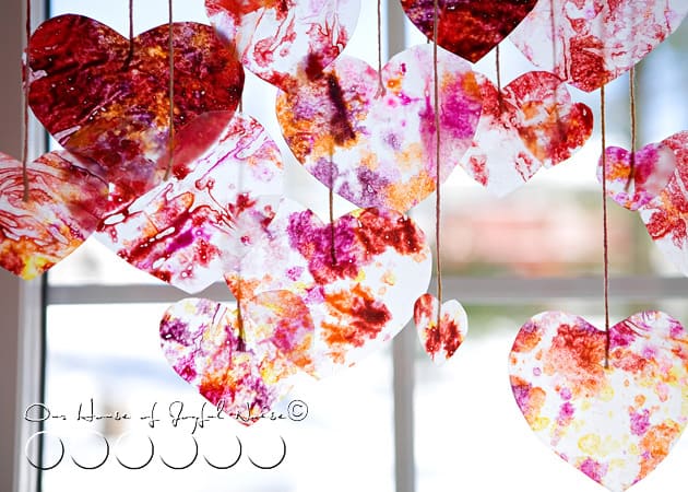 Tissue Paper Puffy Heart Valentine's Window Decoration - Easy Craft Project  