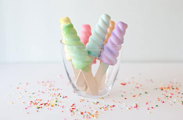 DIY Sidewalk Chalk Popsicles in a glass bowl