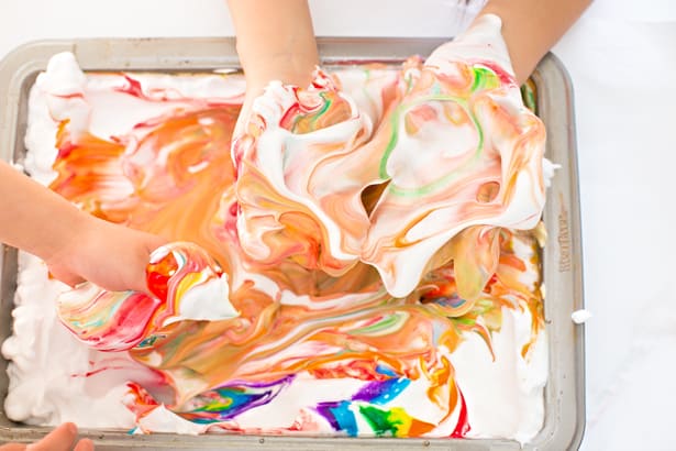 Rainbow Shaving Cream Marbled Art 