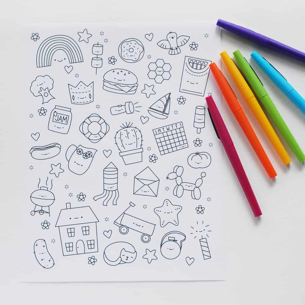 Download Free Printable Kawaii Coloring Page