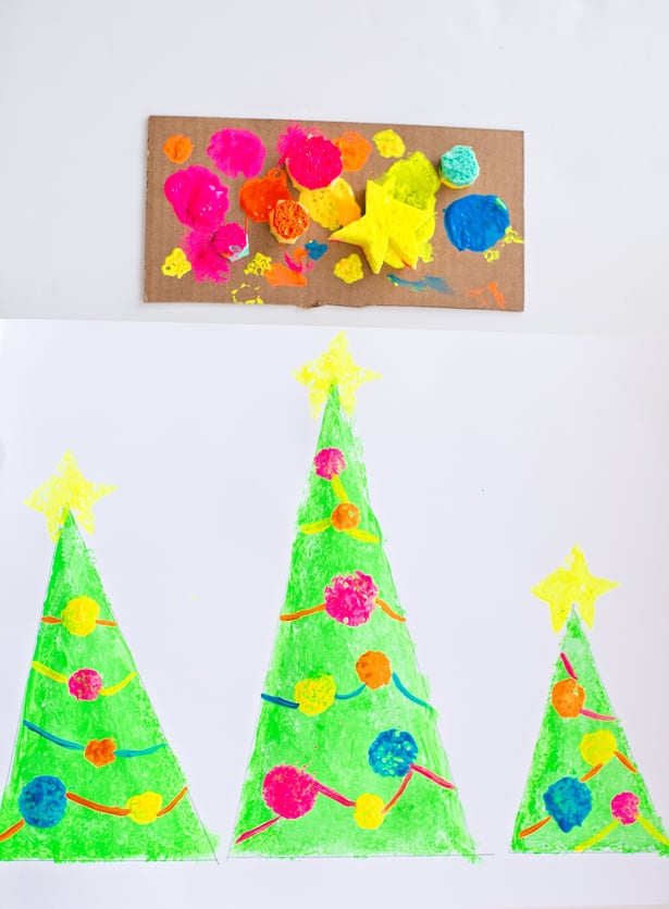 Christmas Painting Sponges in Festive Shapes for Kids Art Set of 5 Paint  Stamps 