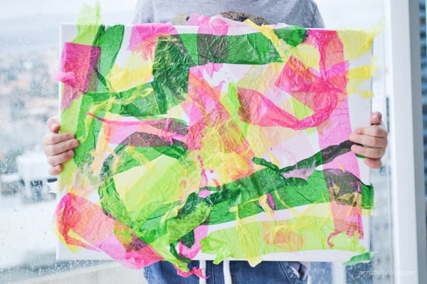 Tissue Paper Canvas Art for Kids - Crafty Kids at Home