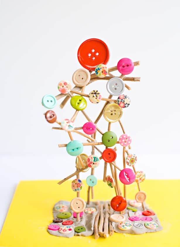 BUTTON STICK TREE CRAFT FOR KIDS