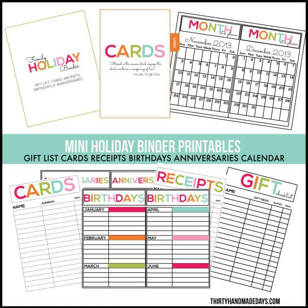 Free Printable Mini Holiday Binder