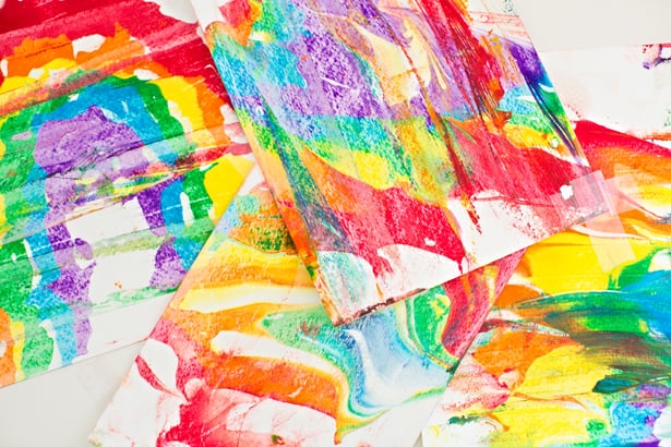 Rainbow Shaving Cream Marbled Art 