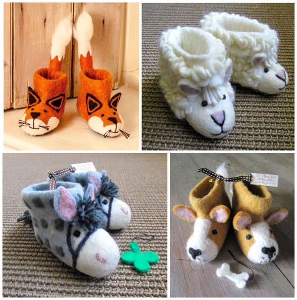 CUTE ANIMAL FELT SLIPPERS FROM SEW 