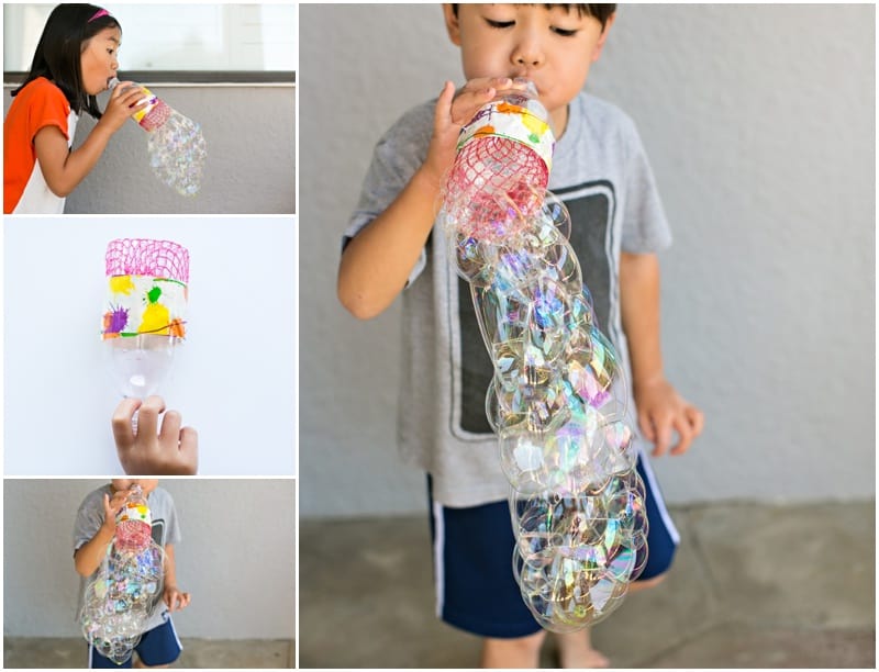 DIY recycled bottle bubble blower 