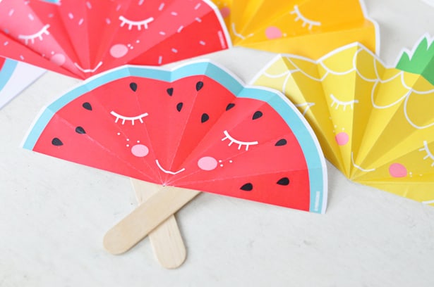 SUMMER FRUIT PAPER FANS WITH FREE PRINTABLE