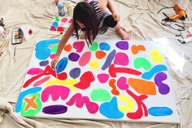 BIG CANVAS ART PAINTING WITH KIDS INSPIRED BY MATISSE