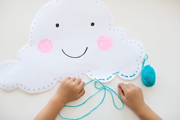 Simple Hand Sewing Ideas for Kids - Happy Paper Cloud Pillow