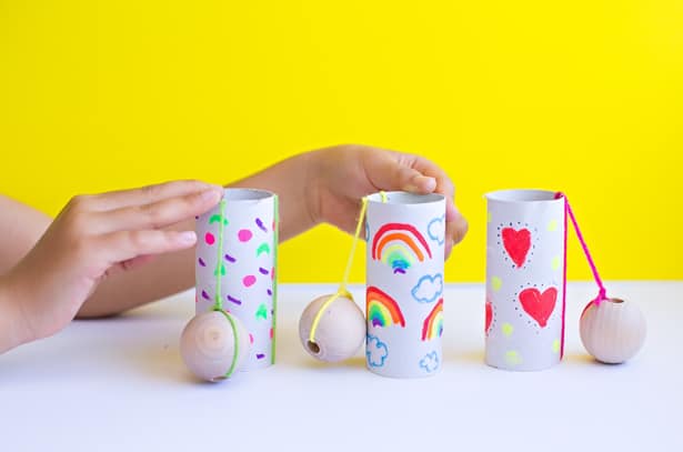 DIY PAPER TUBE BALL AND CUP GAME FOR KIDS