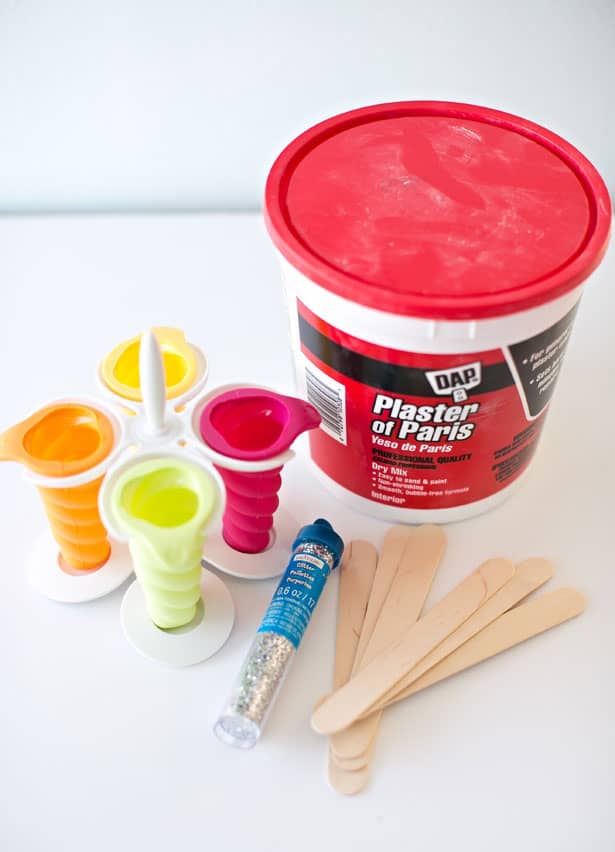 Materials to make DIY Sidewalk Chalk Popsicles