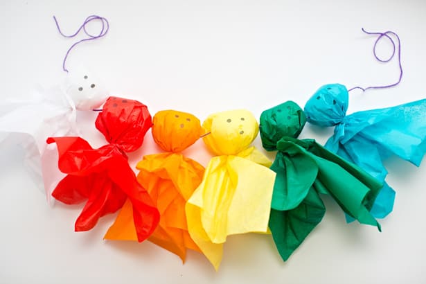 DIY RAINBOW TISSUE GHOST GARLAND