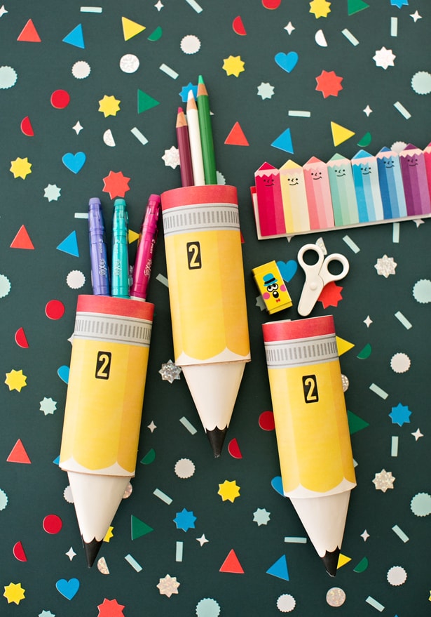 PAPER PENCIL TUBE CRAFT WITH FREE PRINTABLE TEMPLATE
