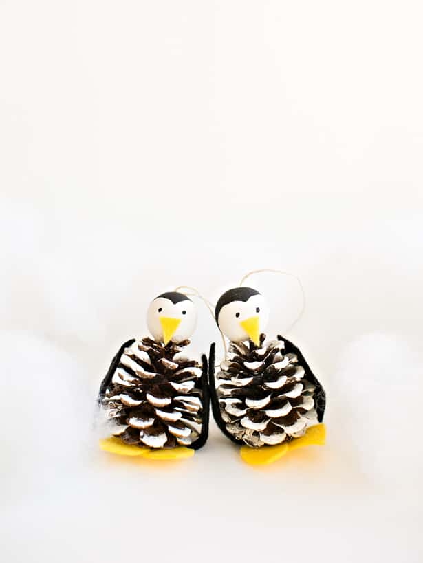 Pine Cone Penguin Ornament Christmas Craft  for kids