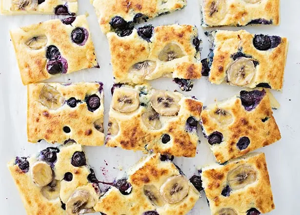 Banana Blueberry Sheet Pan Pancakes 