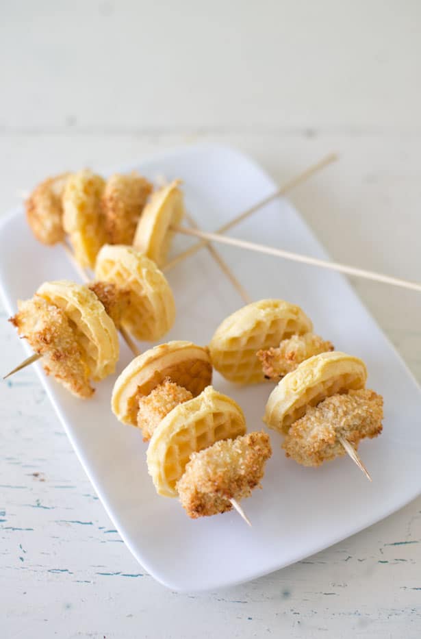 Chicken and Waffles Recipe - Mini Chicken and Waffles on a Stick