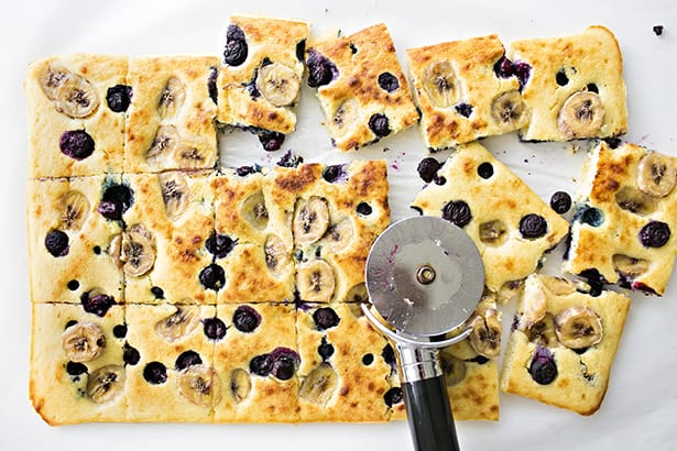 Banana Blueberry Sheet Pan Pancakes 