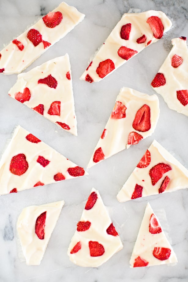 This simple strawberry frozen yogurt bark recipe makes a perfect quick snack or healthy dessert your kids will love.