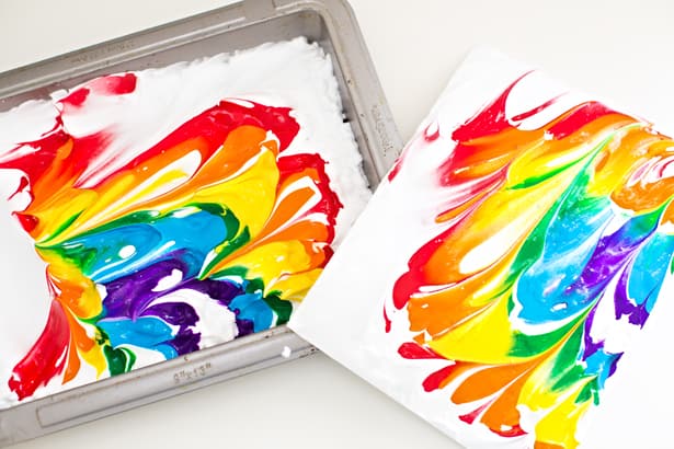 Rainbow Shaving Cream Marbled Art 