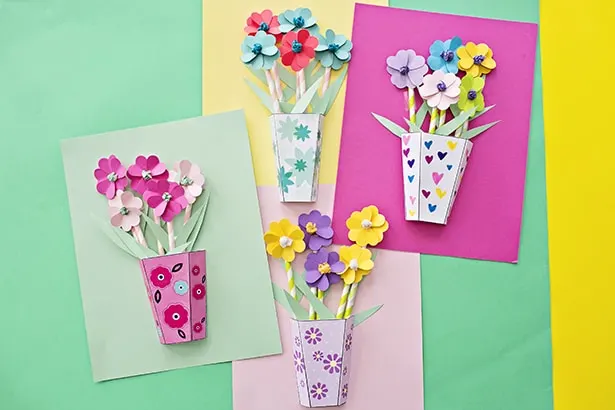 Bouquet of Paper Flowers, Paper Flower Bouquet With Cut Lines