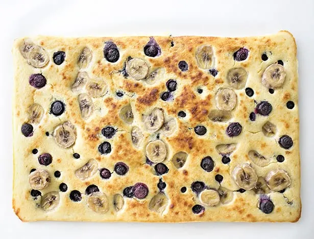 Banana Blueberry Sheet Pan Pancakes 