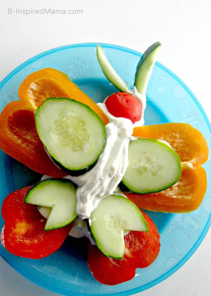A Fun Kids Vegetable Butterfly Snack at B InspiredMama