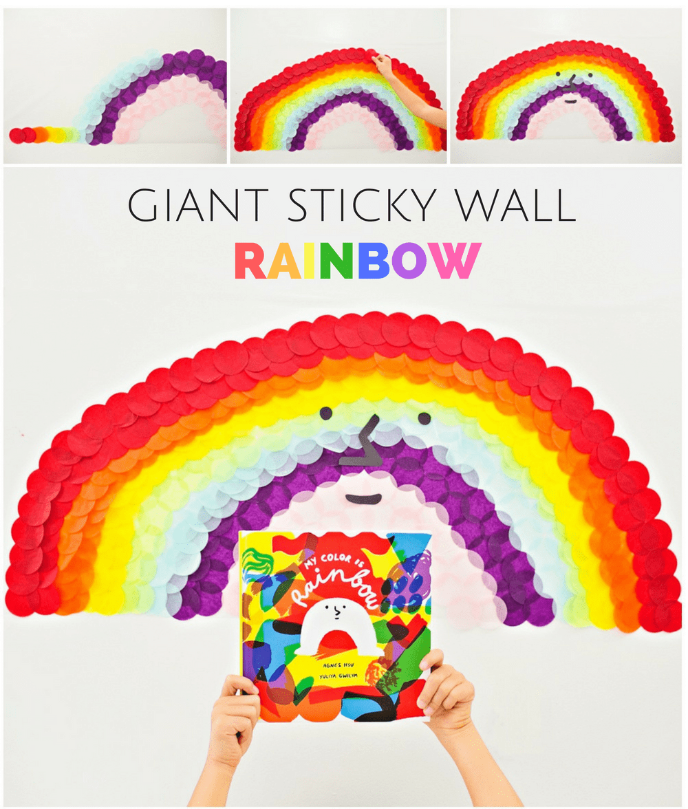 MAKE A GIANT STICKY WALL CONFETTI RAINBOW