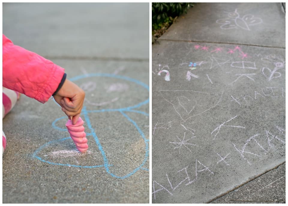 DIY Sidewalk Chalk Popsicles on pavement