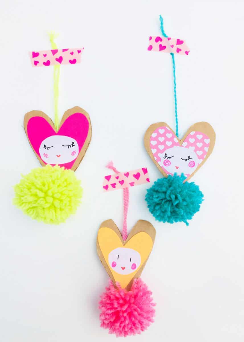 Valentine Pom Pom Heart Cards