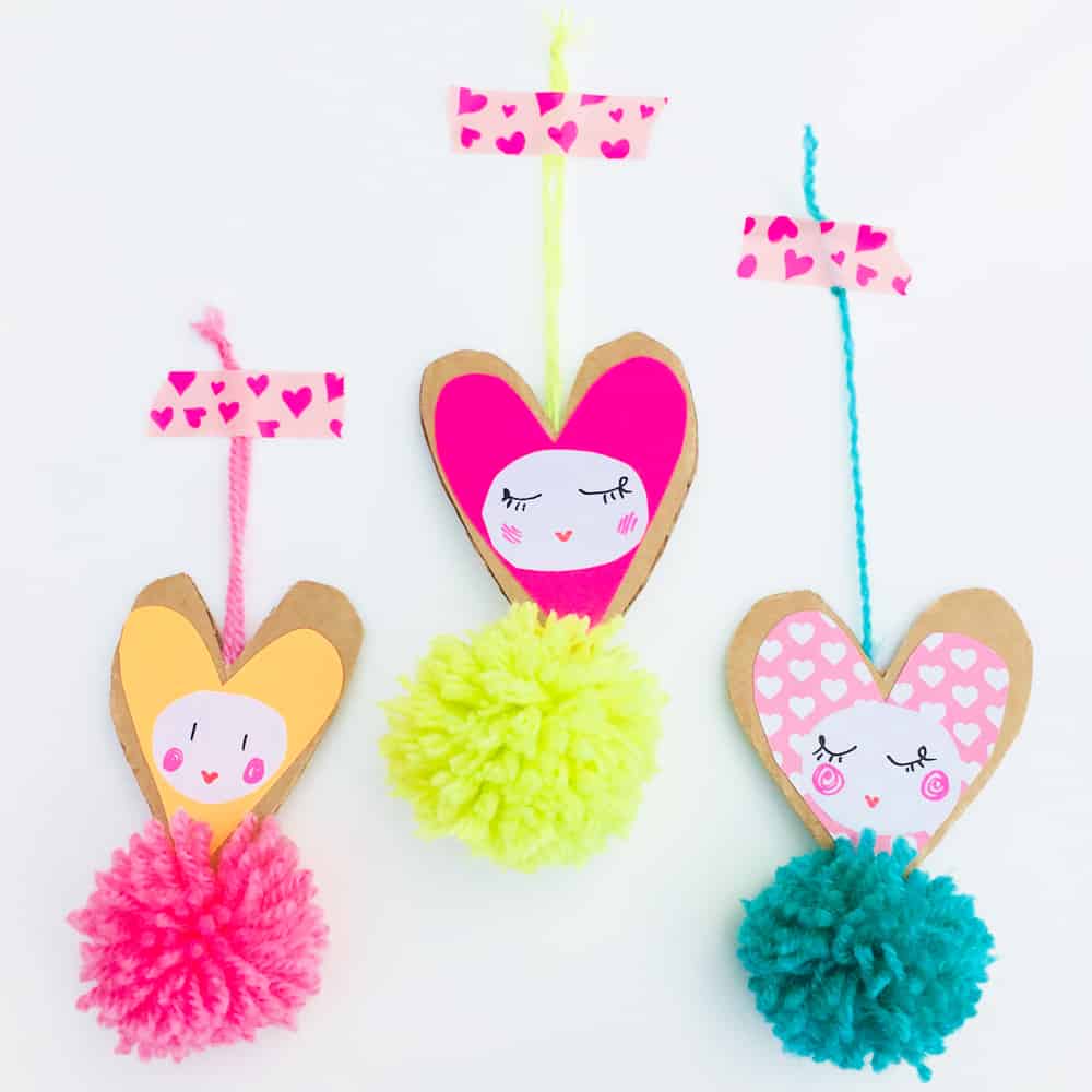 Valentine Pom Pom Heart Cards