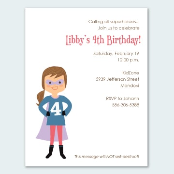 CUSTOM SUPERHERO KIDS INVITATIONS