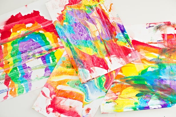 Rainbow Shaving Cream Marbled Art 