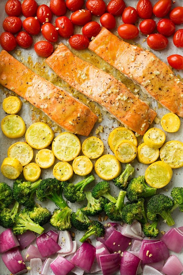 Sheet Pan Salmon and Rainbow Veggies