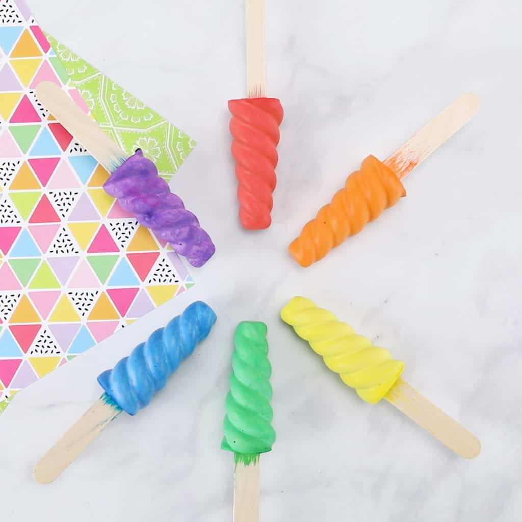 DIY Sidewalk Chalk Popsicles rainbow colors