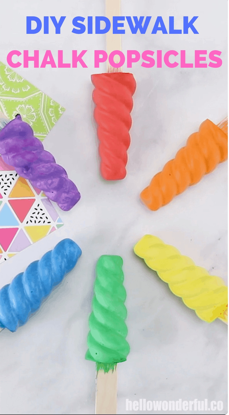 DIY Sidewalk Chalk Popsicles in bright rainbow colors