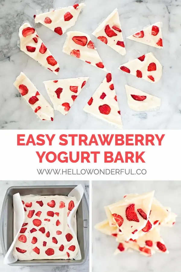 This simple strawberry frozen yogurt bark recipe makes a perfect quick snack or healthy dessert your kids will love.