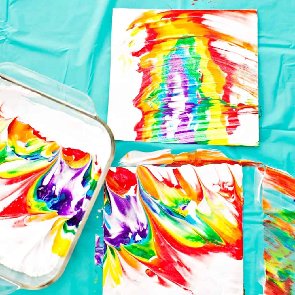 Rainbow Shaving Cream Marbled Art 