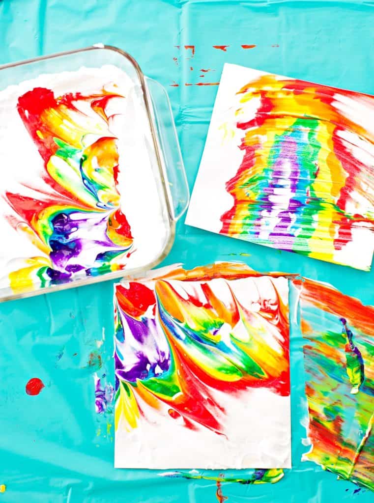 Rainbow Shaving Cream Marbled Art 