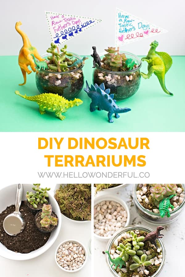 These fun DIY dinosaur terrariums are a great activity for kids and wonderful homemade gift for friends or Father's Day!