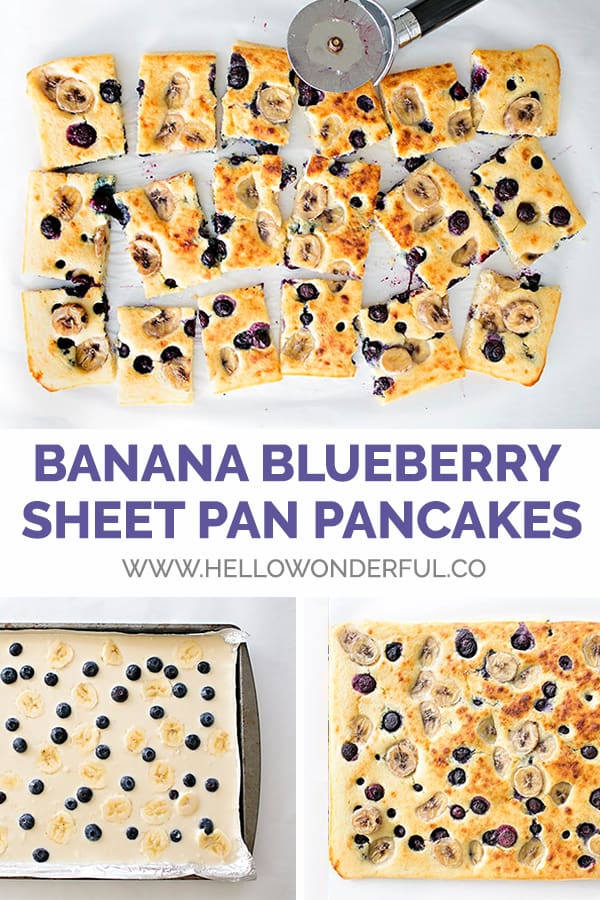 Banana Blueberry Sheet Pan Pancakes