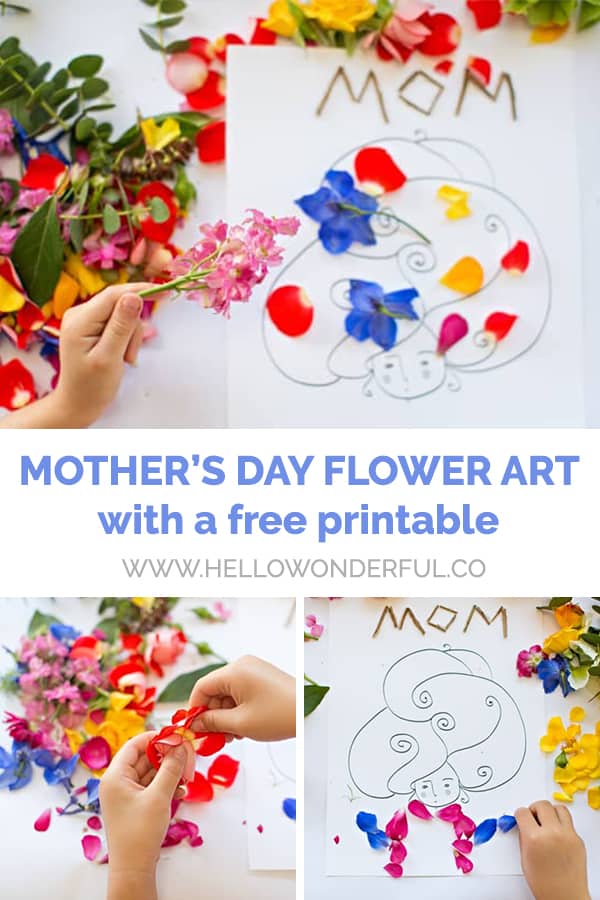 Mother's Day Flower Art with a Free Printable