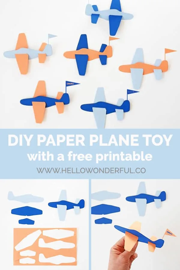 A simple DIY paper plane toy (free printable template included). 