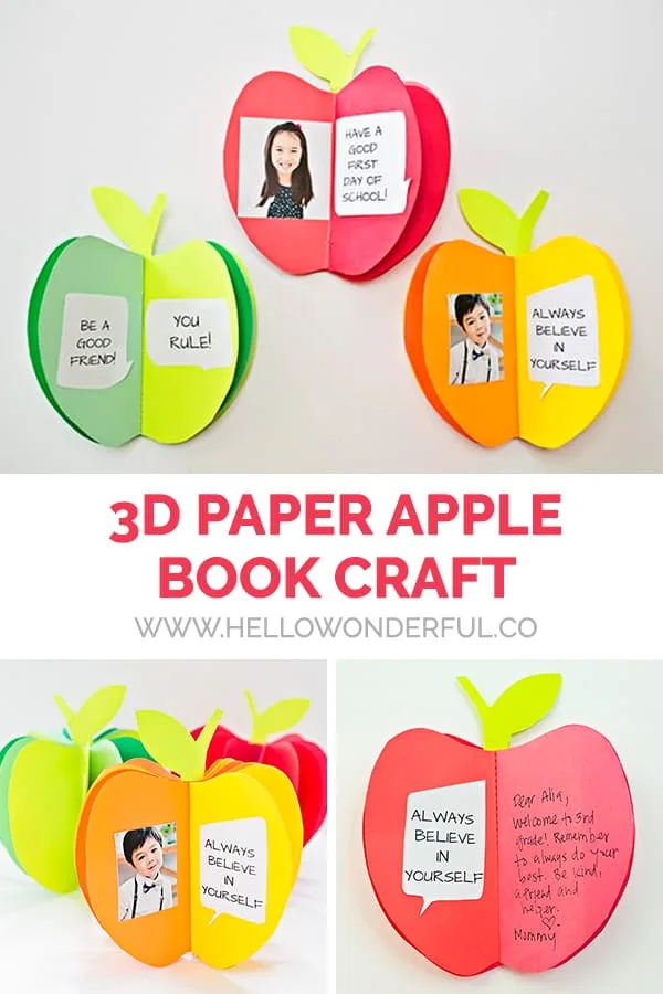 Make an adorable back-to-school keepsake with this 3D paper apple book craft!