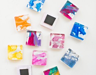 DIY GLASS TILE MAGNETS FROM KIDS’ ART