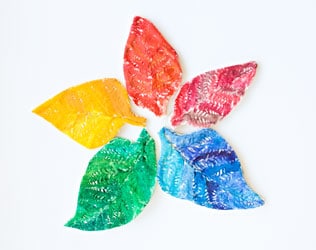 WATERCOLOR RAINBOW SALT DOUGH LEAVES