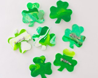 ST. PATRICK'S DAY SHAMROCK CLAY PINS