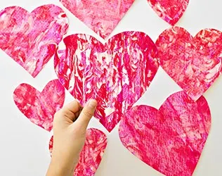 VALENTINE SHAVING CREAM HEART ART WITH KIDS