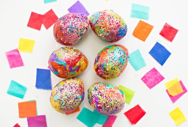 SPARKLY DIY GLITTER AND TISSUE PAPER EASTER EGGS